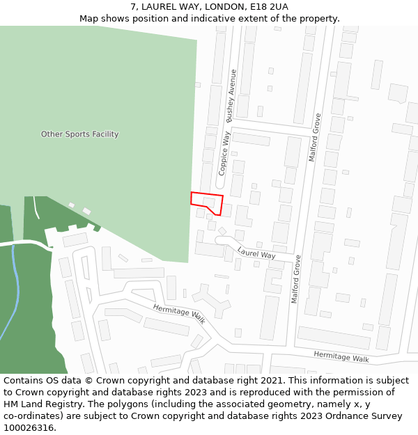 7, LAUREL WAY, LONDON, E18 2UA: Location map and indicative extent of plot