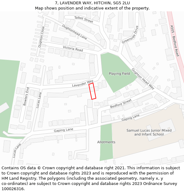 7, LAVENDER WAY, HITCHIN, SG5 2LU: Location map and indicative extent of plot