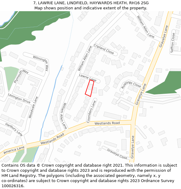 7, LAWRIE LANE, LINDFIELD, HAYWARDS HEATH, RH16 2SG: Location map and indicative extent of plot
