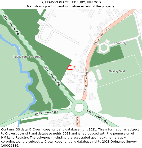 7, LEADON PLACE, LEDBURY, HR8 2GD: Location map and indicative extent of plot