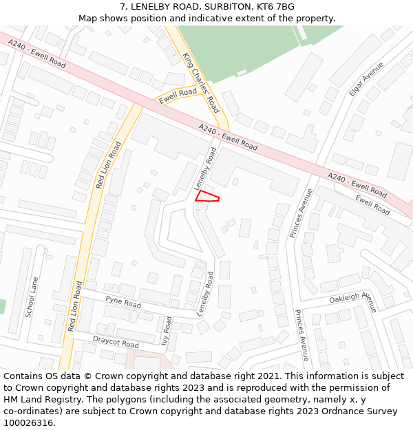 7, LENELBY ROAD, SURBITON, KT6 7BG: Location map and indicative extent of plot