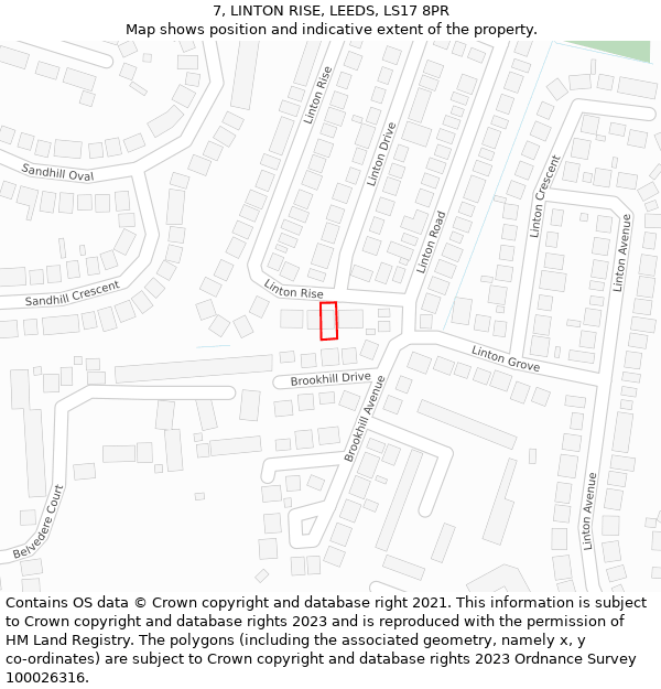 7, LINTON RISE, LEEDS, LS17 8PR: Location map and indicative extent of plot