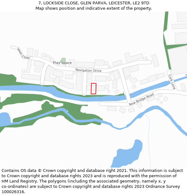 7, LOCKSIDE CLOSE, GLEN PARVA, LEICESTER, LE2 9TD: Location map and indicative extent of plot