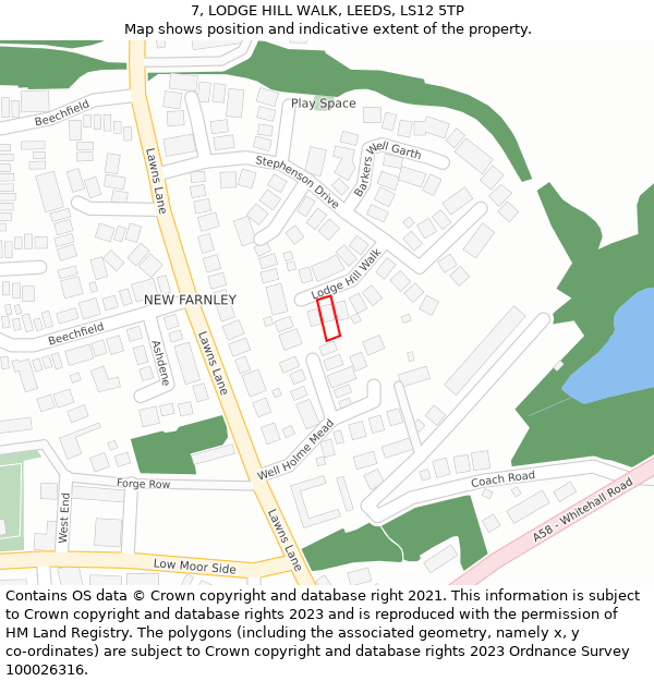 7, LODGE HILL WALK, LEEDS, LS12 5TP: Location map and indicative extent of plot