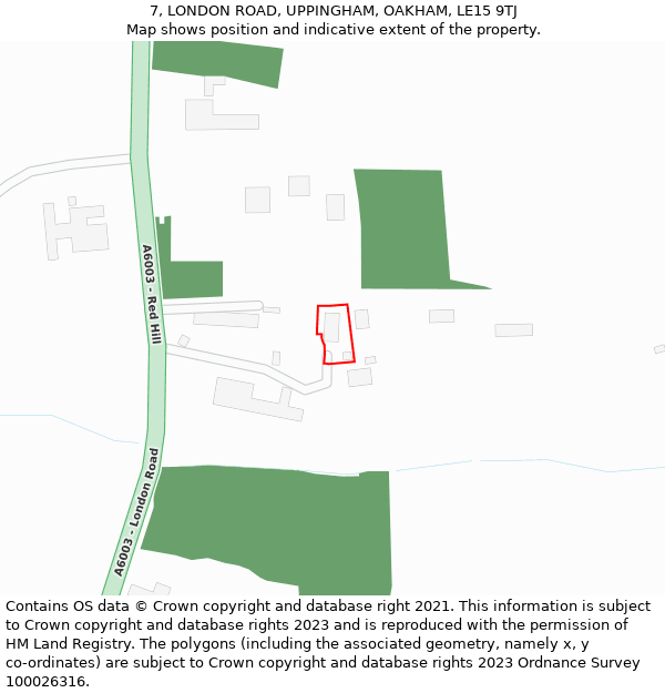 7, LONDON ROAD, UPPINGHAM, OAKHAM, LE15 9TJ: Location map and indicative extent of plot