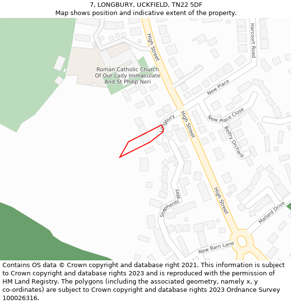 7, LONGBURY, UCKFIELD, TN22 5DF: Location map and indicative extent of plot