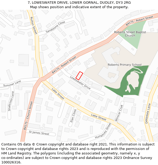 7, LOWESWATER DRIVE, LOWER GORNAL, DUDLEY, DY3 2RG: Location map and indicative extent of plot