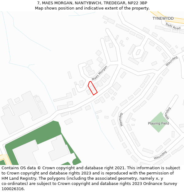 7, MAES MORGAN, NANTYBWCH, TREDEGAR, NP22 3BP: Location map and indicative extent of plot