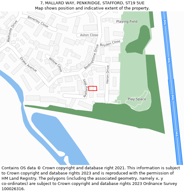 7, MALLARD WAY, PENKRIDGE, STAFFORD, ST19 5UE: Location map and indicative extent of plot