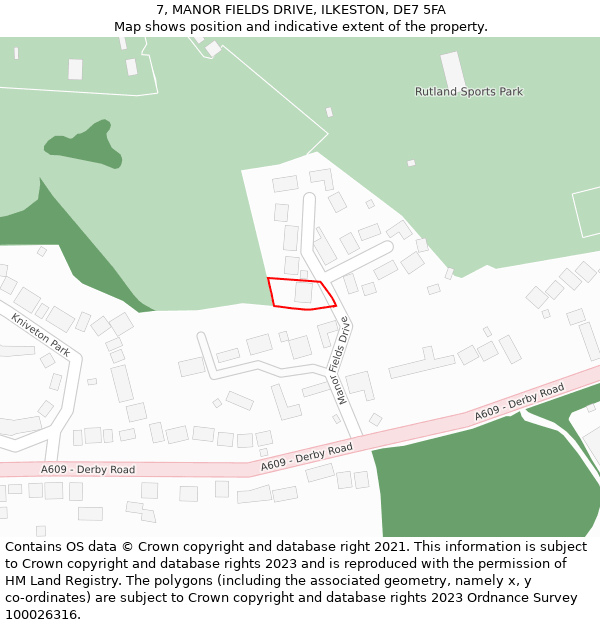 7, MANOR FIELDS DRIVE, ILKESTON, DE7 5FA: Location map and indicative extent of plot