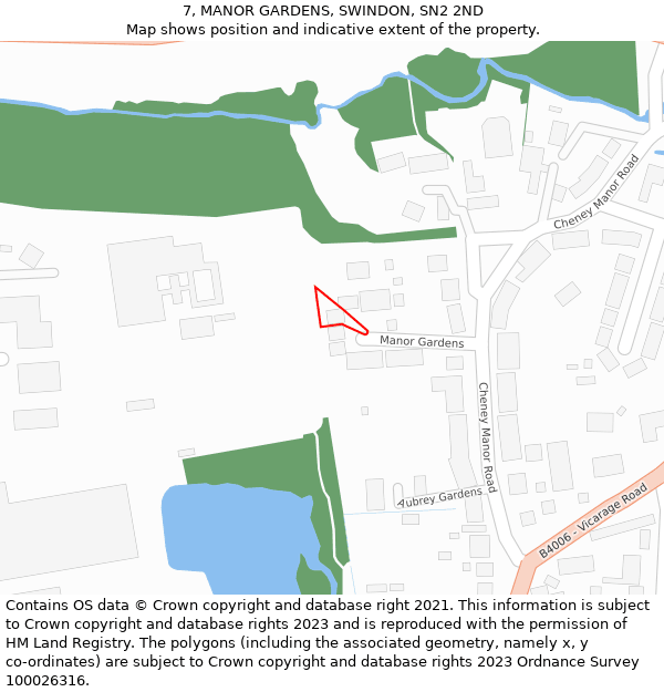 7, MANOR GARDENS, SWINDON, SN2 2ND: Location map and indicative extent of plot