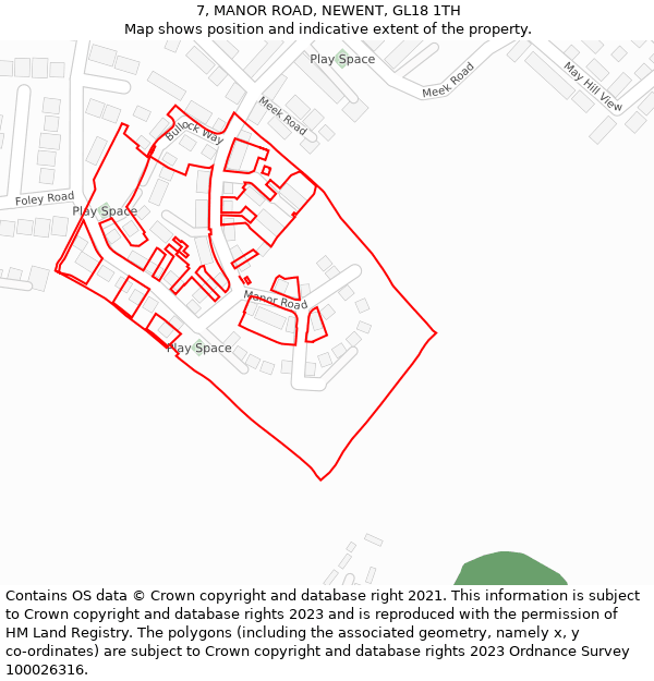 7, MANOR ROAD, NEWENT, GL18 1TH: Location map and indicative extent of plot