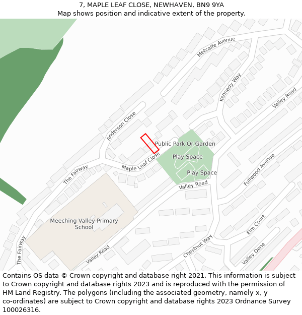 7, MAPLE LEAF CLOSE, NEWHAVEN, BN9 9YA: Location map and indicative extent of plot