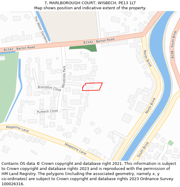 7, MARLBOROUGH COURT, WISBECH, PE13 1LT: Location map and indicative extent of plot