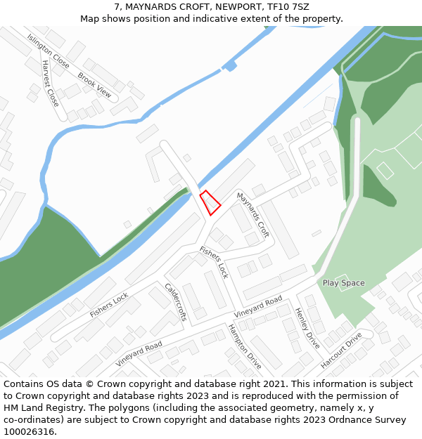 7, MAYNARDS CROFT, NEWPORT, TF10 7SZ: Location map and indicative extent of plot