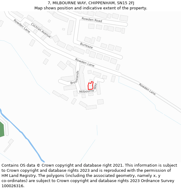 7, MILBOURNE WAY, CHIPPENHAM, SN15 2FJ: Location map and indicative extent of plot