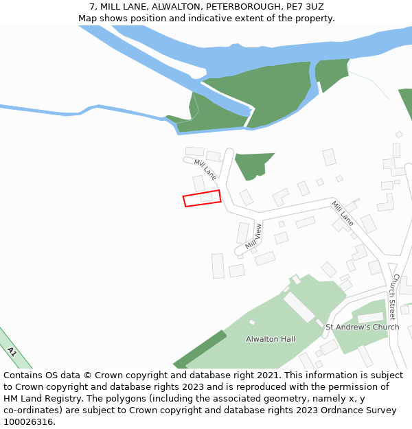 7, MILL LANE, ALWALTON, PETERBOROUGH, PE7 3UZ: Location map and indicative extent of plot
