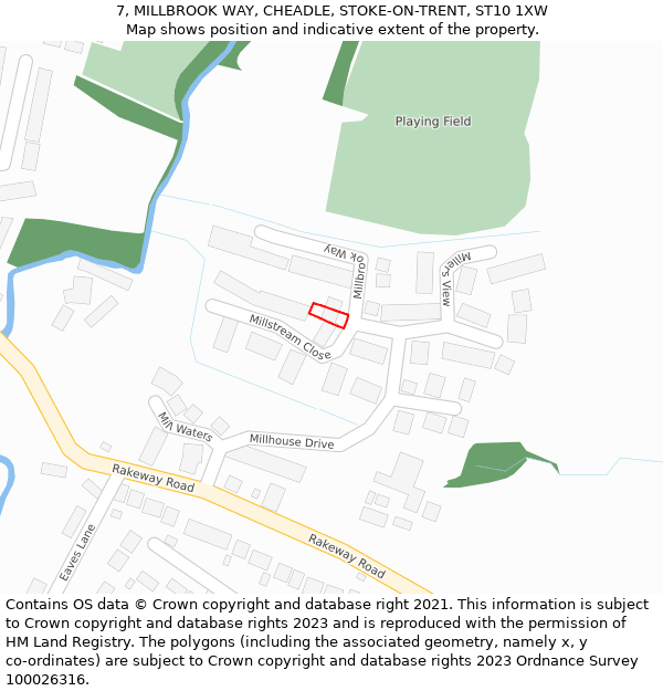 7, MILLBROOK WAY, CHEADLE, STOKE-ON-TRENT, ST10 1XW: Location map and indicative extent of plot