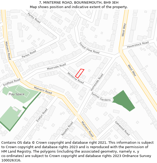 7, MINTERNE ROAD, BOURNEMOUTH, BH9 3EH: Location map and indicative extent of plot