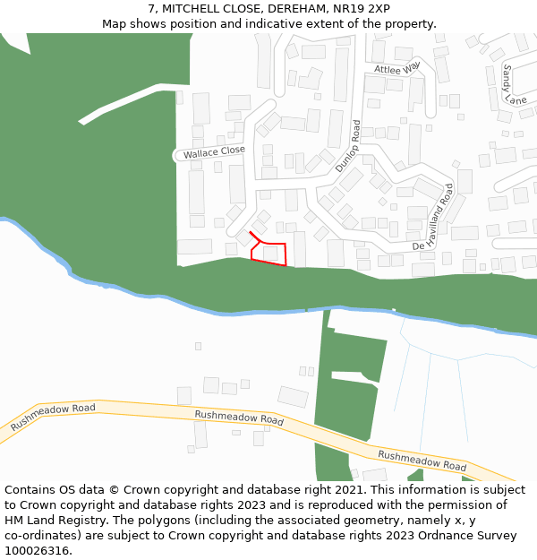 7, MITCHELL CLOSE, DEREHAM, NR19 2XP: Location map and indicative extent of plot