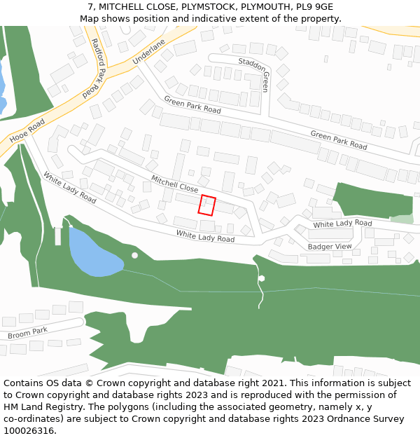 7, MITCHELL CLOSE, PLYMSTOCK, PLYMOUTH, PL9 9GE: Location map and indicative extent of plot