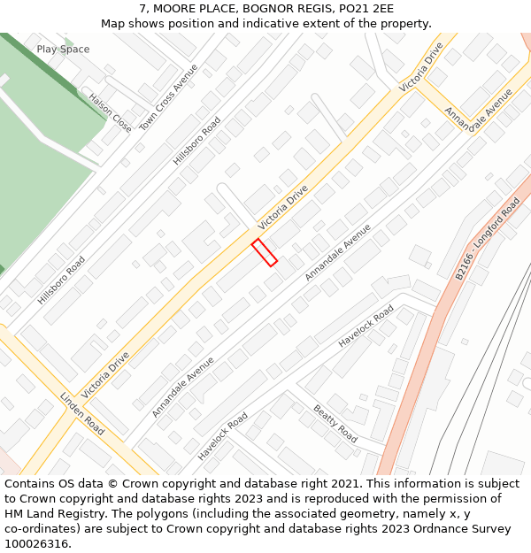 7, MOORE PLACE, BOGNOR REGIS, PO21 2EE: Location map and indicative extent of plot