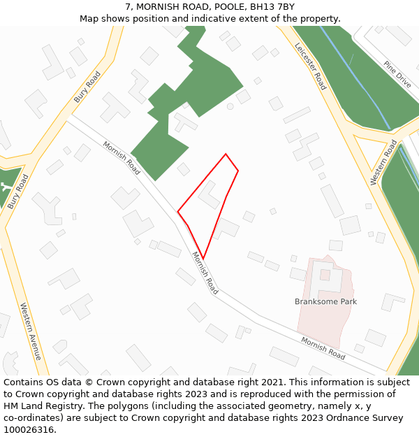 7, MORNISH ROAD, POOLE, BH13 7BY: Location map and indicative extent of plot