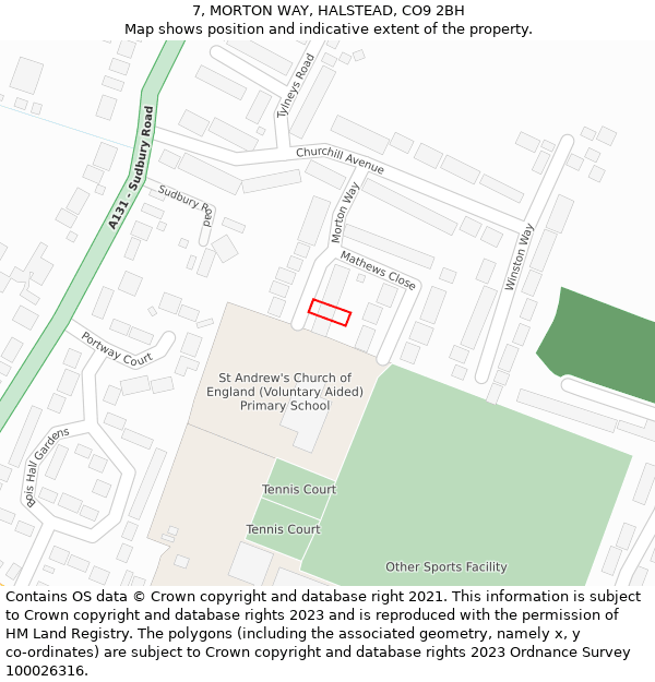 7, MORTON WAY, HALSTEAD, CO9 2BH: Location map and indicative extent of plot