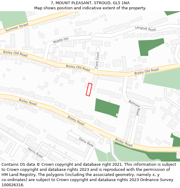 7, MOUNT PLEASANT, STROUD, GL5 1NA: Location map and indicative extent of plot