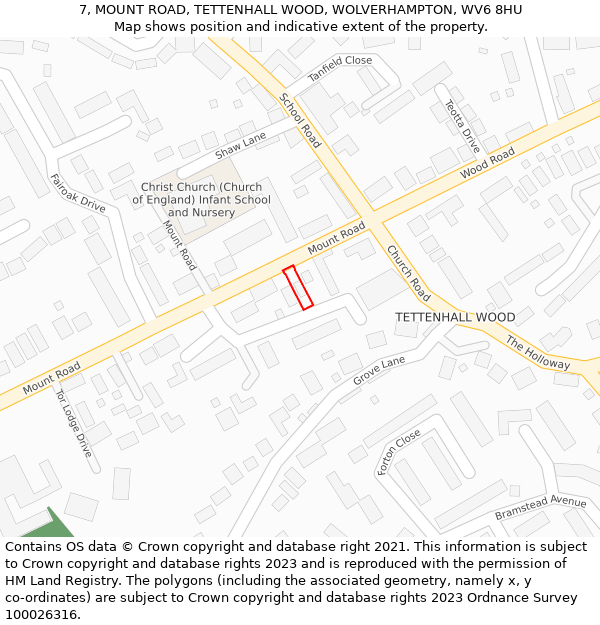 7, MOUNT ROAD, TETTENHALL WOOD, WOLVERHAMPTON, WV6 8HU: Location map and indicative extent of plot