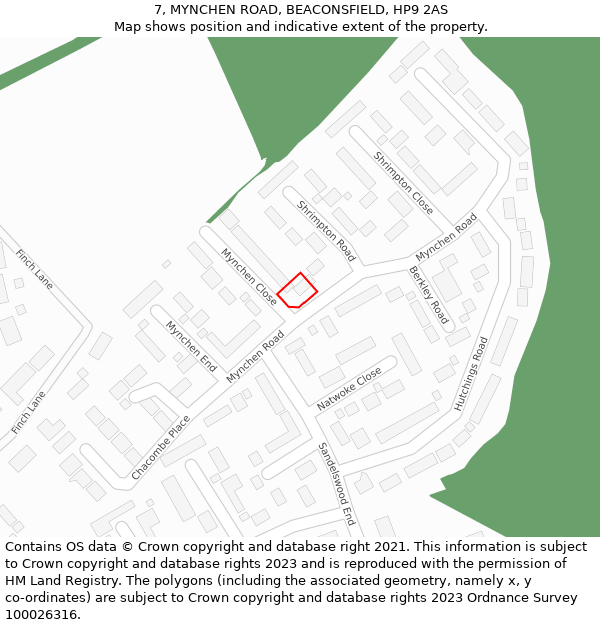 7, MYNCHEN ROAD, BEACONSFIELD, HP9 2AS: Location map and indicative extent of plot