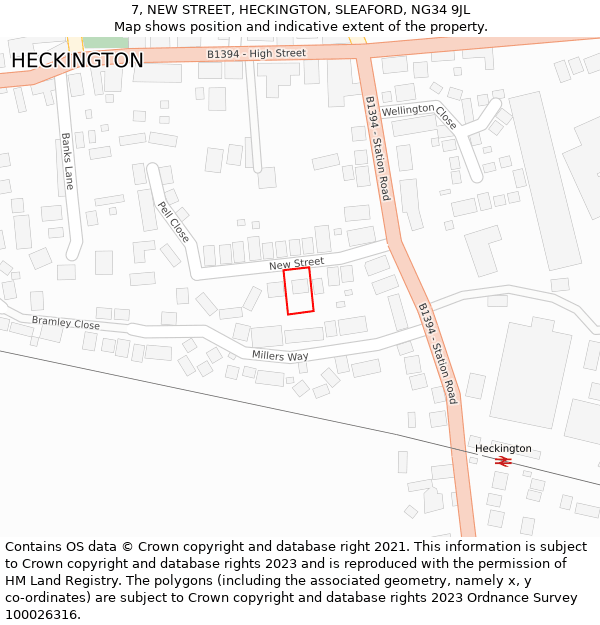 7, NEW STREET, HECKINGTON, SLEAFORD, NG34 9JL: Location map and indicative extent of plot