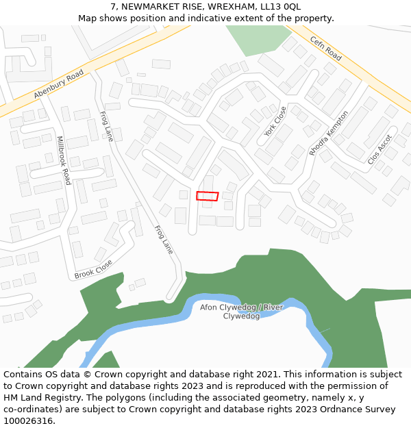 7, NEWMARKET RISE, WREXHAM, LL13 0QL: Location map and indicative extent of plot