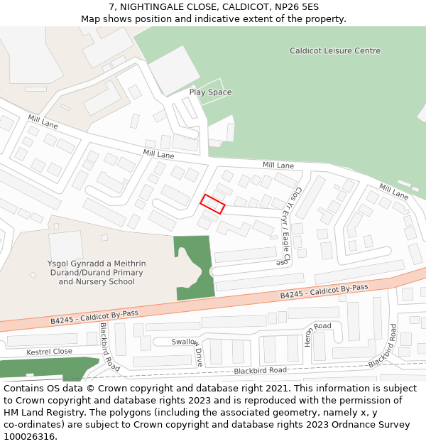 7, NIGHTINGALE CLOSE, CALDICOT, NP26 5ES: Location map and indicative extent of plot