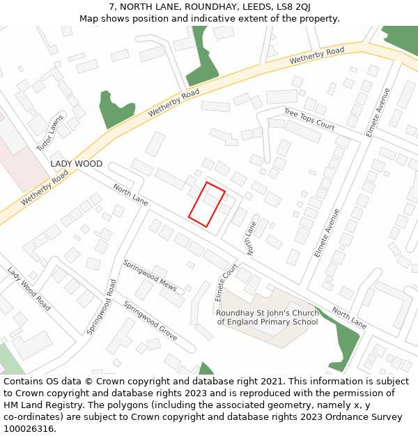 7, NORTH LANE, ROUNDHAY, LEEDS, LS8 2QJ: Location map and indicative extent of plot