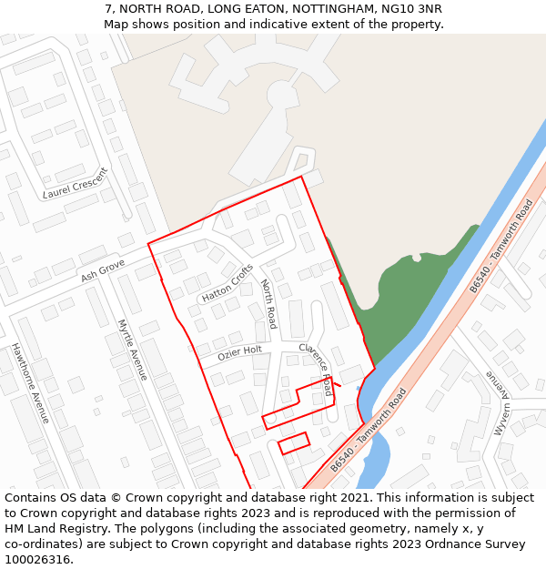 7, NORTH ROAD, LONG EATON, NOTTINGHAM, NG10 3NR: Location map and indicative extent of plot