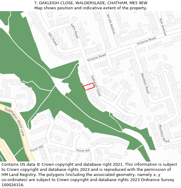 7, OAKLEIGH CLOSE, WALDERSLADE, CHATHAM, ME5 9EW: Location map and indicative extent of plot