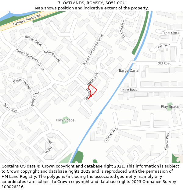 7, OATLANDS, ROMSEY, SO51 0GU: Location map and indicative extent of plot