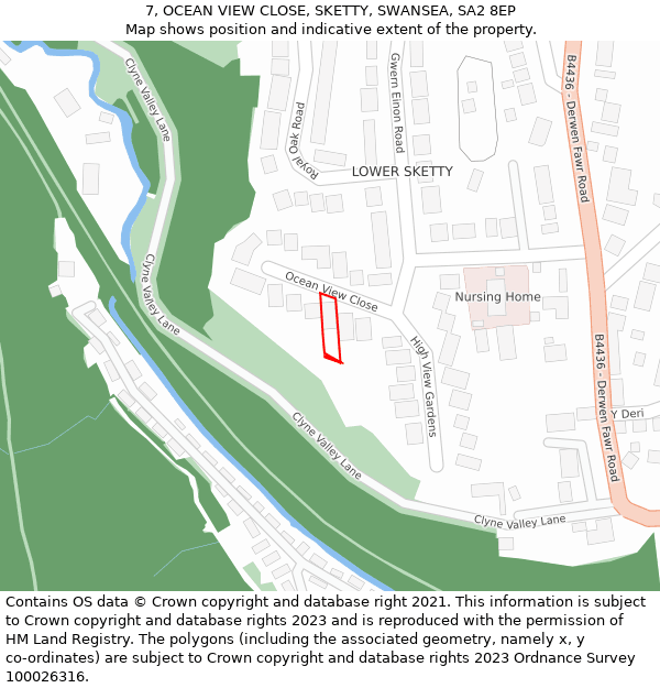 7, OCEAN VIEW CLOSE, SKETTY, SWANSEA, SA2 8EP: Location map and indicative extent of plot