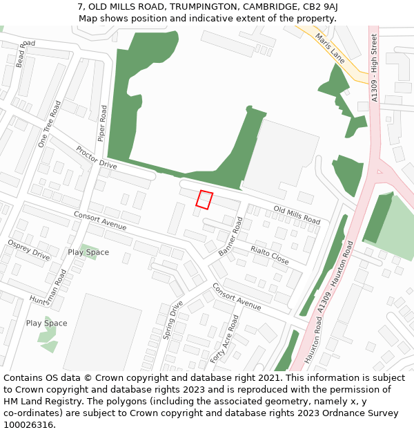 7, OLD MILLS ROAD, TRUMPINGTON, CAMBRIDGE, CB2 9AJ: Location map and indicative extent of plot