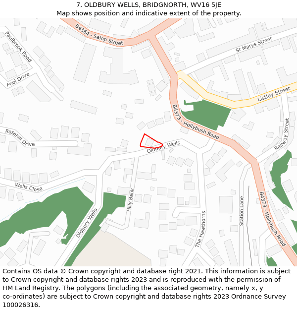 7, OLDBURY WELLS, BRIDGNORTH, WV16 5JE: Location map and indicative extent of plot