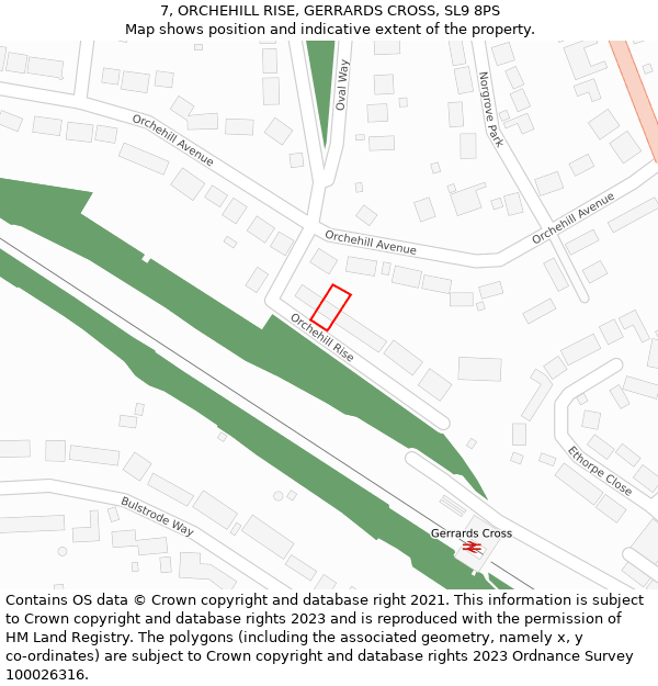 7, ORCHEHILL RISE, GERRARDS CROSS, SL9 8PS: Location map and indicative extent of plot