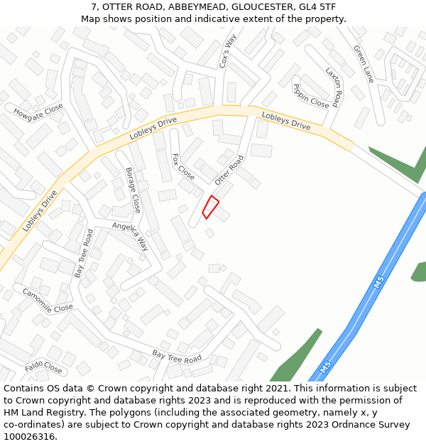 7, OTTER ROAD, ABBEYMEAD, GLOUCESTER, GL4 5TF: Location map and indicative extent of plot