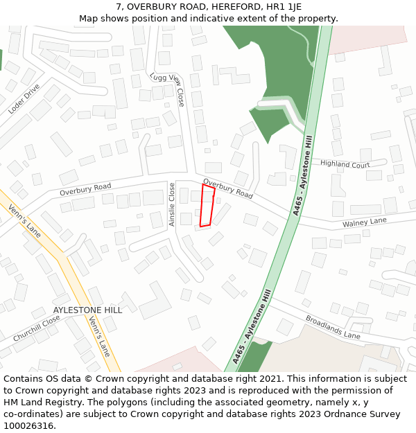 7, OVERBURY ROAD, HEREFORD, HR1 1JE: Location map and indicative extent of plot
