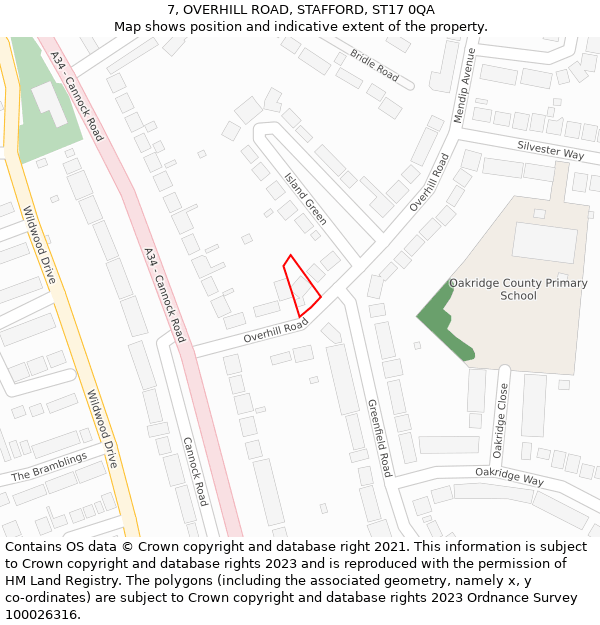 7, OVERHILL ROAD, STAFFORD, ST17 0QA: Location map and indicative extent of plot