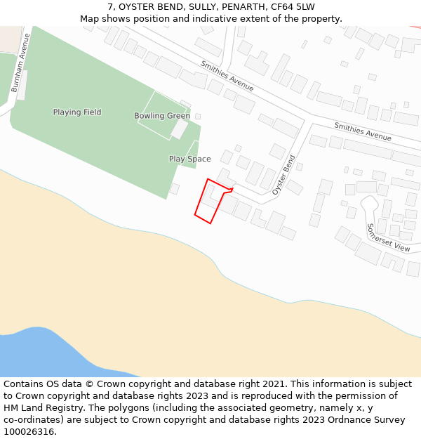 7, OYSTER BEND, SULLY, PENARTH, CF64 5LW: Location map and indicative extent of plot