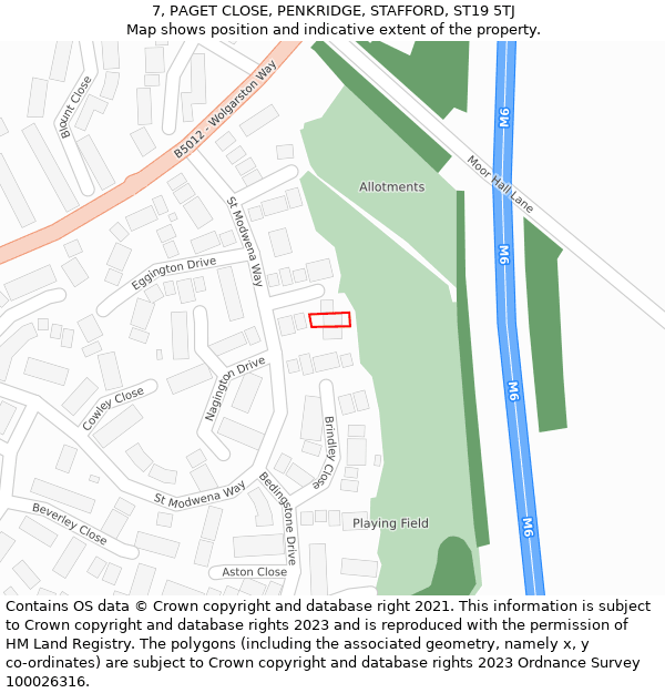 7, PAGET CLOSE, PENKRIDGE, STAFFORD, ST19 5TJ: Location map and indicative extent of plot