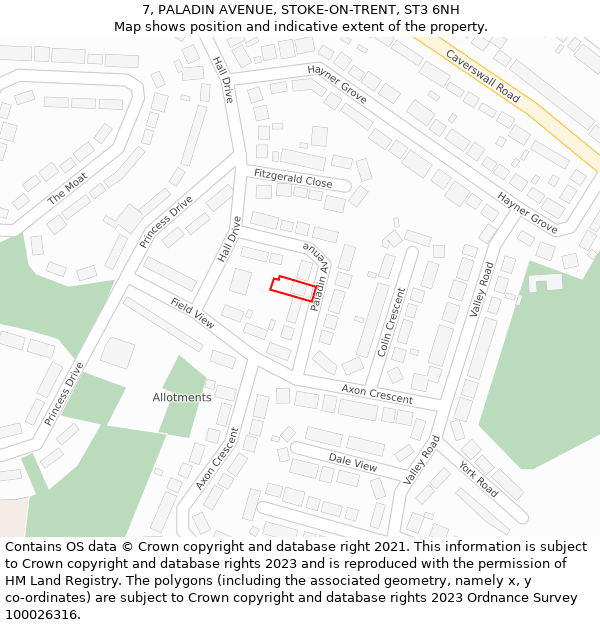 7, PALADIN AVENUE, STOKE-ON-TRENT, ST3 6NH: Location map and indicative extent of plot