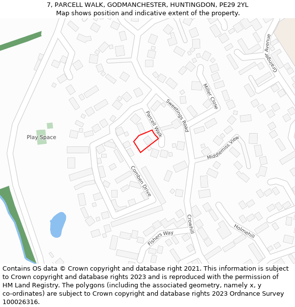 7, PARCELL WALK, GODMANCHESTER, HUNTINGDON, PE29 2YL: Location map and indicative extent of plot