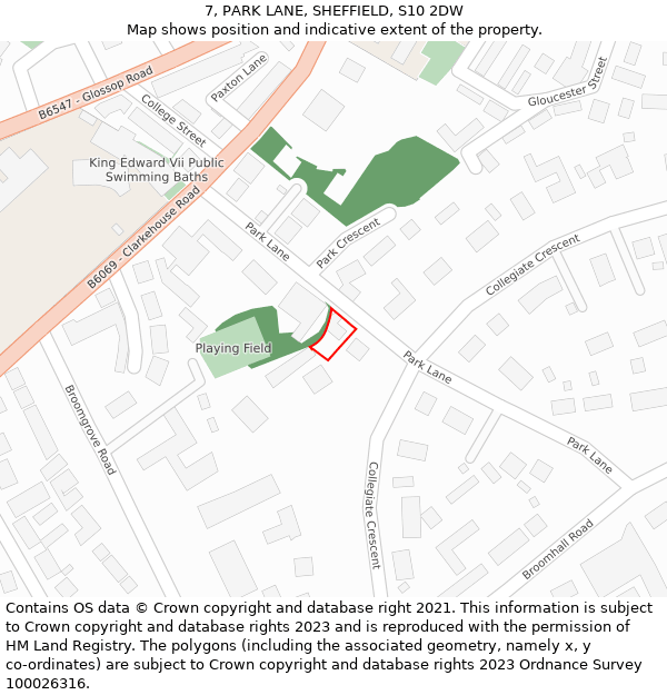 7, PARK LANE, SHEFFIELD, S10 2DW: Location map and indicative extent of plot